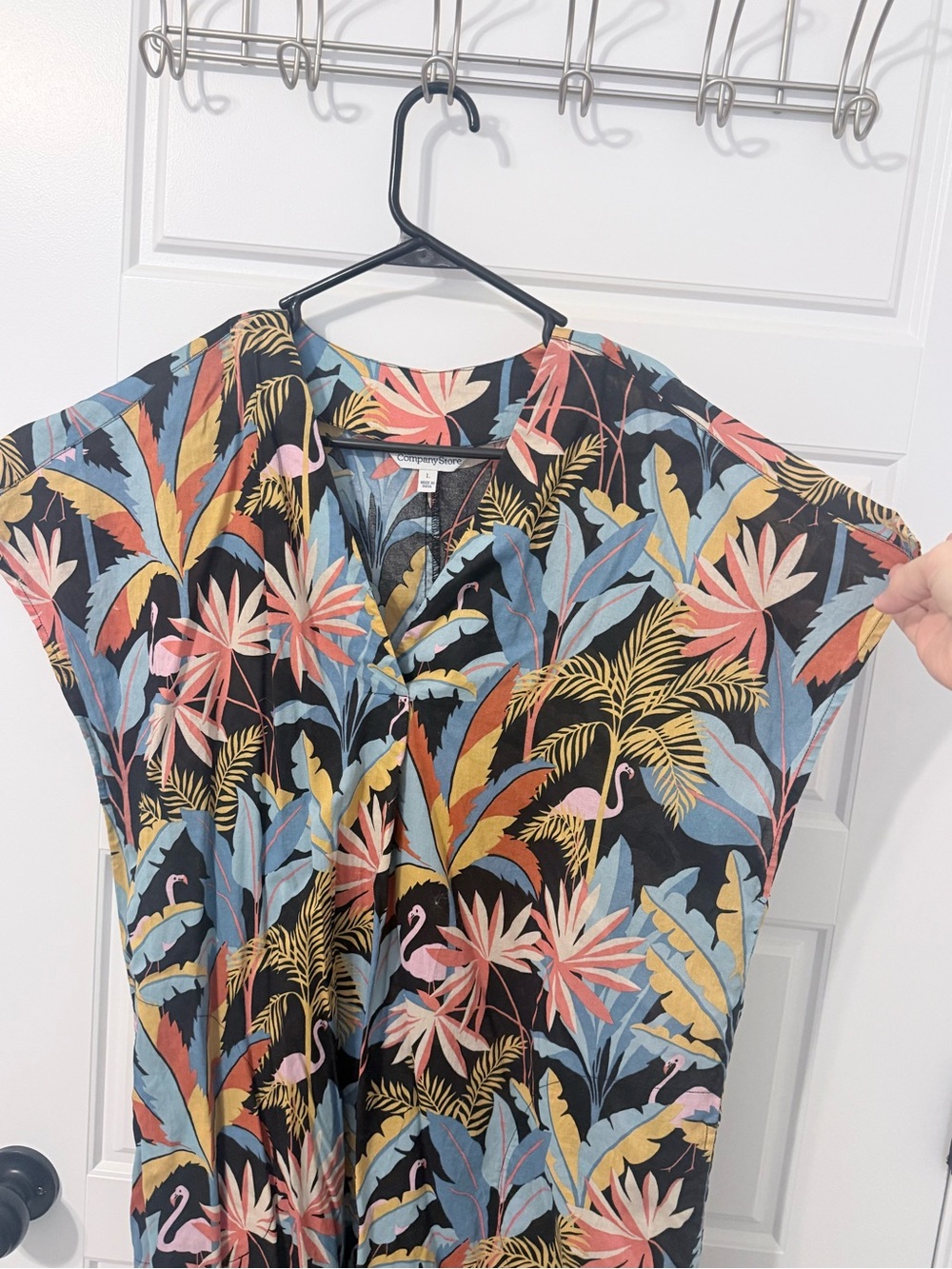 Women’s Flamingo Print Short Sleeve V-Neck Caftan